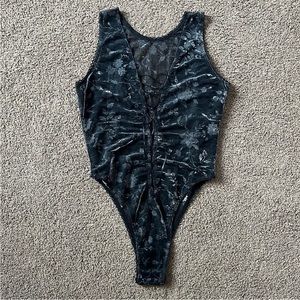 Colesce Couture Teddy Lace Up Sheer Black Lingerie